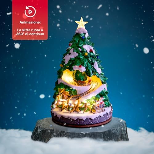 Avilia Animated Miniature Christmas Tree with LED Lights and Christmas Music – Made with Durable Materials and Hand-Painted, Great for Home Decoration During Christmas Period 38 x 22 x 22 cm