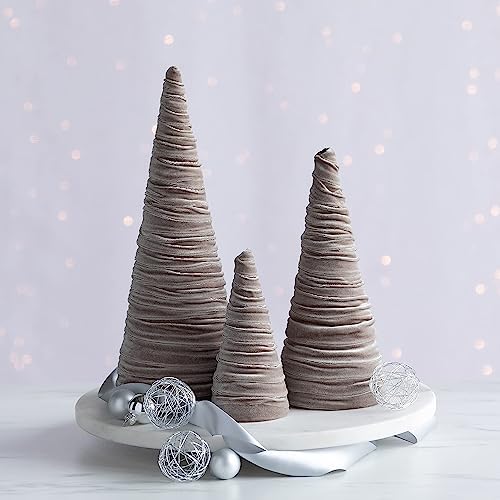 Taupe Velvet Trees Set of 3, Handcrafted Elegant Holiday Entryway, Neutral Modern Decor, Minimalist Mantle Valentine's, Wedding Centerpiece (Taupe)