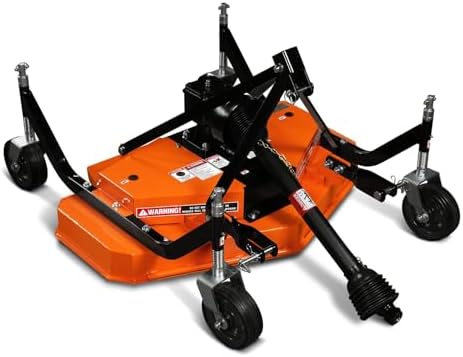 MechMaxx 3 Point PTO 48'' Working Width Finish Mower Attachment for 18-50hp Tractor, Category 1 Hitch, 4-Tires, 0.4'' - 4.5'' Adjustable Cutting Height, Model FM120