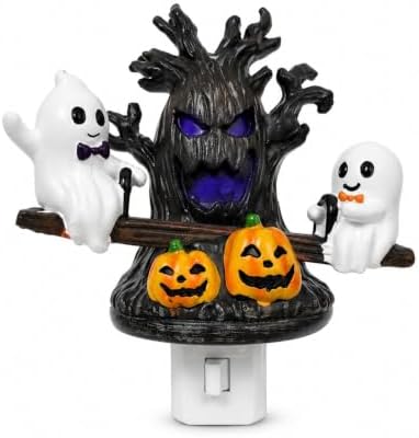 Halloween Spooky Tree Ghost Night Light LED Purple Glow Nightlight