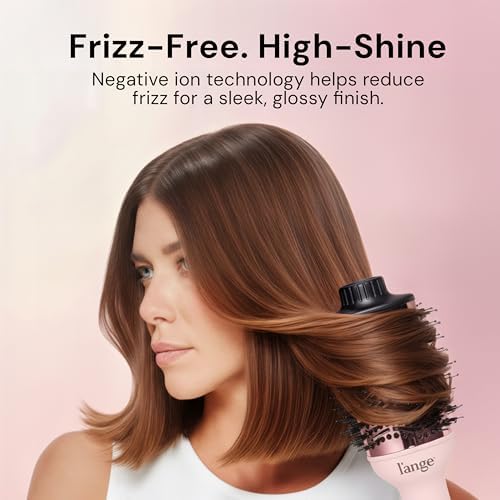 L'ANGE HAIR Le Volume 2-in-1 Titanium Blow Dryer Brush | Frizz Control Blowout Hair Dryer Brush for Drying and Styling | Volumizing Hot Air Styler for All Hairstyles | Oval Barrel | Blush - 60mm