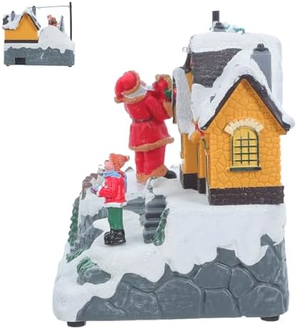 COHEALI Christmas Musical Box Rotating Resin Snow House with Animated Features and Elegant Design for Winter Village Decoration and Family Celebration