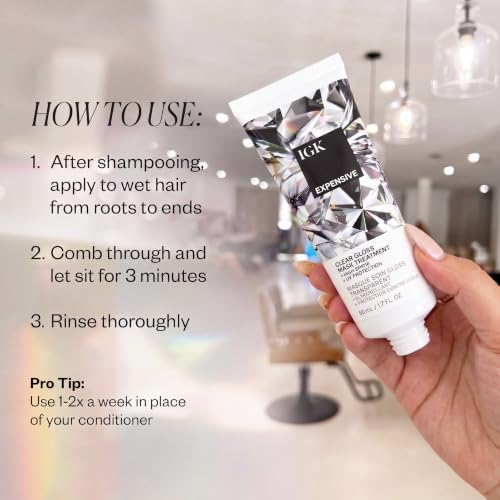 IGK Expensive Clear Gloss Top Coat, High Shine Hair Gloss, Travel 1.7 Oz