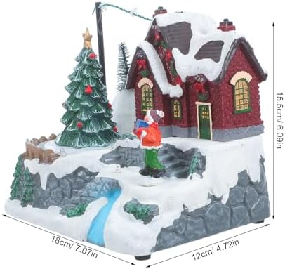 CHILDWEET Music Centerpiece House Resin Rotating Christmas Snow Table Box