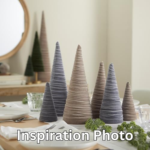 Taupe Velvet Trees Set of 3, Handcrafted Elegant Holiday Entryway, Neutral Modern Decor, Minimalist Mantle Valentine's, Wedding Centerpiece (Taupe)
