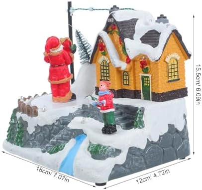 Christmas Music Box Ornament Lighted Snow House Collectible Decor