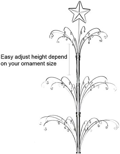 HOHIYA 74" Rotating Ornament Display Tree 90 Hooks Chrome Silver