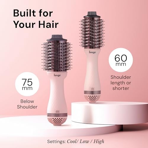 L'ANGE HAIR Le Volume 2-in-1 Titanium Blow Dryer Brush | Frizz Control Blowout Hair Dryer Brush for Drying and Styling | Volumizing Hot Air Styler for All Hairstyles | Oval Barrel | Blush - 75mm