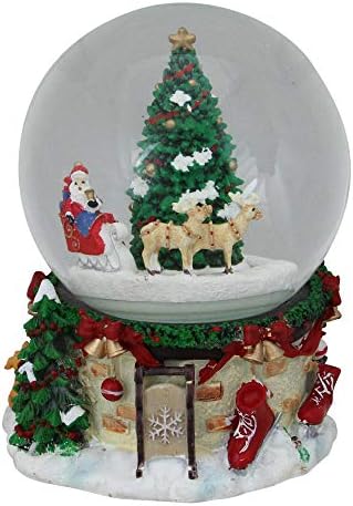 Musical and Animated Santa on Sleigh Rotating Christmas Snow Globe - 6.5"