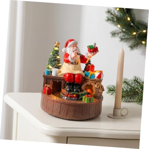 STOBAZA Christmas Resin Santa Claus Musical Box with LED Warm Light