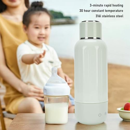 Travel Electric Kettle, 500ml Portable Rechargeable Water Heated with 5 Temperature Control and 5200mAh Battery, for Camping Car Office Travel (Green)