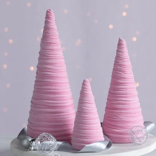 Pink Velvet Trees Set of 3, Valentine's, Teen Girls Room, Coquette Room Decor, Aesthetic Mantel Accent, Cozy Gifts for, Tabletop Glam (Pink)