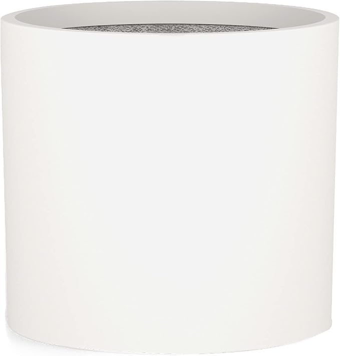 Fox & Fern Large Indoor Planter, Modern Large Plant Pot for Indoor or Outdoor, UV and Frost Resistant - 14.6 Inch, Matte White Flower Pot with Drainage Plug, Lightweight