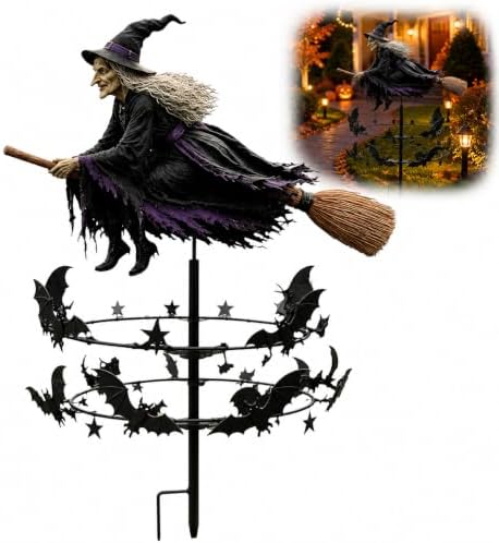 The Enchanted Witch Garden Wind Spinner, Metal Halloween Yard Stake, 3D Kinetic Outdoor Decor (3D * 1PC)