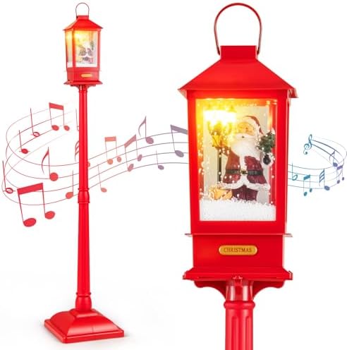 Goplus 61 Inch Musical Christmas Street Lamp, Festive Lamp Post
