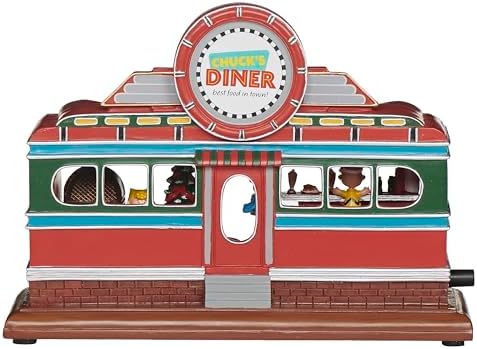 Roman 8" H Lighted Peanuts Diner Scene, Musical Rotating Christmas Decoration with Snoopy & Friends