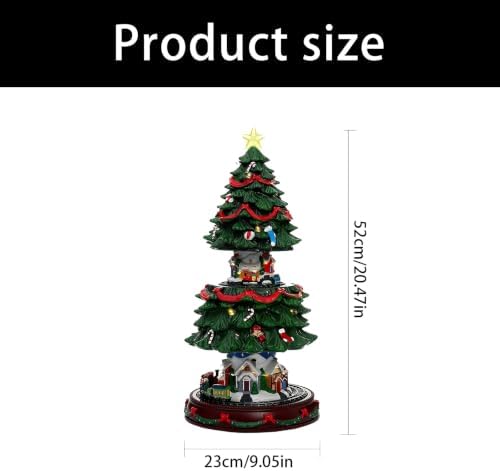 Musical Christmas Tree Display with Warm Lights, USB or Battery Use, Resin Holiday Figure for Desk Shelf Home Styling an