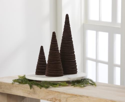 Set of 3 Velvet Cones Modern Christmas Tree (Chocolate Brown Set of 3)