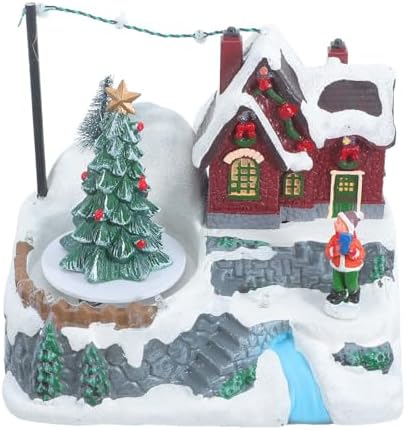 CHILDWEET Music Centerpiece House Resin Rotating Christmas Snow Table Box