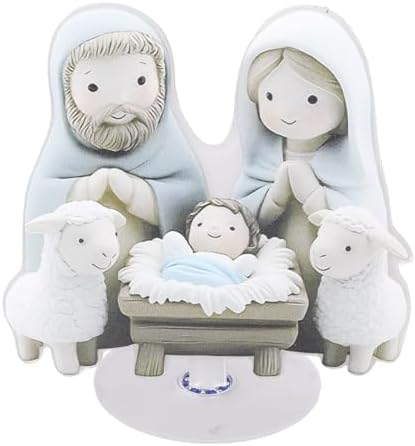 Creative Flat Nativity Sculpture Display with Base for Shelf Mantels Christmas Party Rotating Acrylic Ornament
