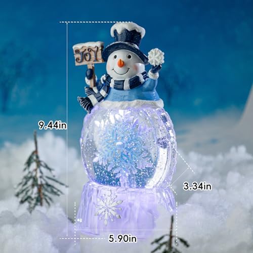 Snowman Christmas Snow Globes, Rotating Snowflake Shatterproof Music Box
