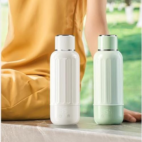 Travel Electric Kettle, 500ml Portable Rechargeable Water Heated with 5 Temperature Control and 5200mAh Battery, for Camping Car Office Travel (Green)