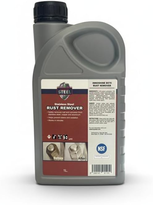 CLEAN MY STEEL Stainless Steel Rust Remover and Stain Cleaner Innoshine B570| 1 Liter | NSF Certified | Commercial & Industrial Grade