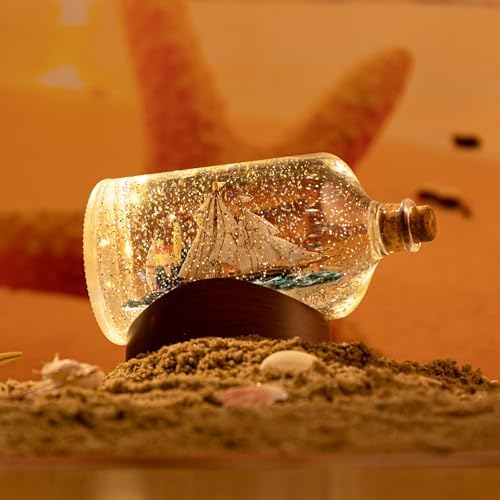 Drift Bottle Christmas Snow Globes Lantern, Shatterproof 10 Songs Music Box