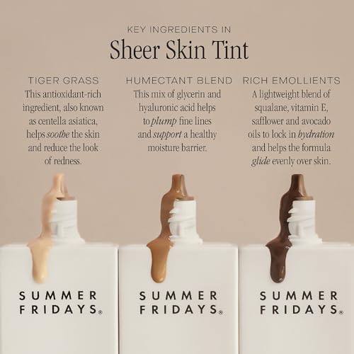 Summer Fridays Sheer Skin Tint, Lightweight Face Makeup, Shade 5 (1 Oz)