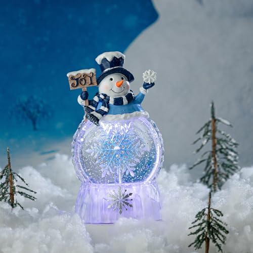 Snowman Christmas Snow Globes, Rotating Snowflake Shatterproof Music Box