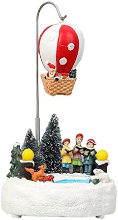 TRUSTTWO Resin Rotating Christmas Village House Statue Lighted Music Snow Village Desk Ornaments New Year 2022 Christmas Decoration The New