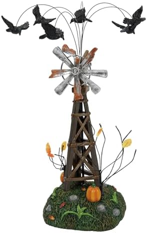 Department 56 Village Collection Accessories Halloween a Chill in The Air Weathervane with Crows Animated Figurine, 9.9 Inch, Multicolor