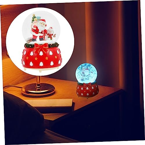 1pc Luminous Crystal Ball Music Box Rotating Base Christmas Santa Scene Globe Festive Tabletop Decoration for Home Holiday Party Adornment