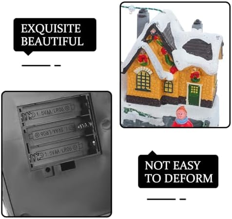 Christmas Musical Snow House Ornament with Rotating Tree Resin