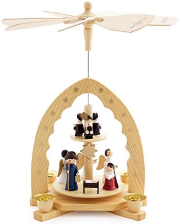 BRUBAKER Christmas Pyramid - 12 Inches - 'Jesus in the Crib' - Handpainted - Designed in Germany