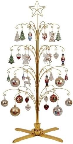 HOHIYA 74" Rotating Ornament Display Tree 90 Hooks Chrome Silver