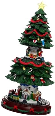 Musical Christmas Tree Display with Warm Lights, USB or Battery Use, Resin Holiday Figure for Desk Shelf Home Styling an