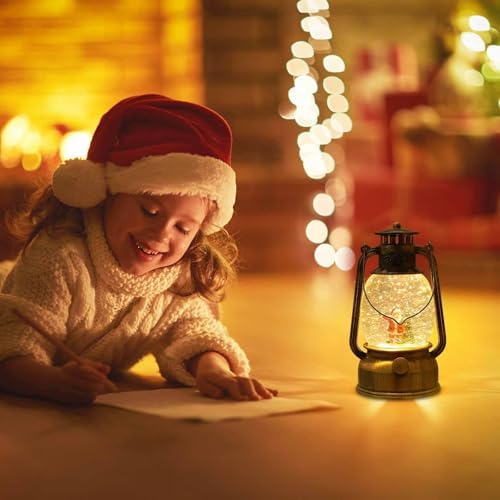 Christmas Musical Snow Globe Lantern with Lights Rotating USB Operated