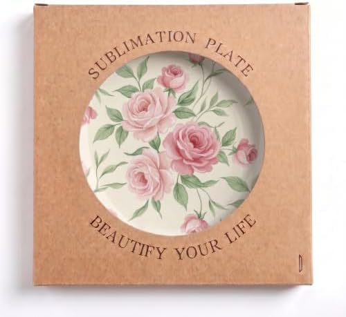 Pink Rose Decorative Plates 10 Inch Romantic Home Decor Wall Plates with Stand Office Kitchen Dining Room