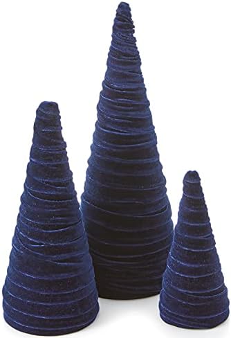 Navy Velvet Trees Set of 3, Elegant Mantel Décor, Handcrafted Holiday Entryway, Minimalist Gift for, Valentine Tabletop, Winter Decor (Navy)