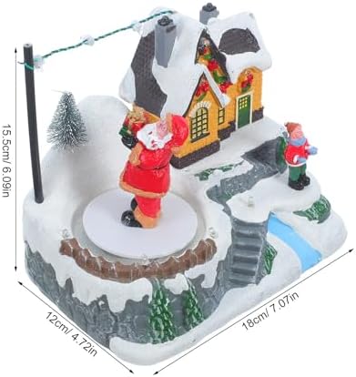 Levemolo Christmas Musical Decoration Rotating Resin Snow House Ornament