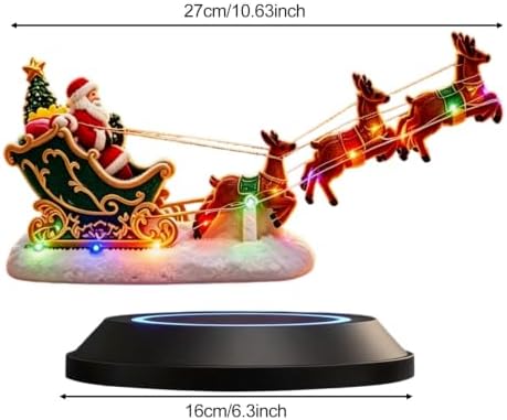 Floating Santa Sleigh with Reindeer, Magnetic Levitation LED Ornament