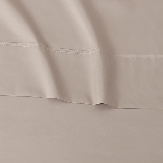 Amazon Basics Lightweight Super Soft Easy Care Wrinkle Free Breathable Microfiber 4 Piece Bed Sheet Set with 14-Inch Deep Pockets, Machine Washable, Brushed, King, Taupe, Solid