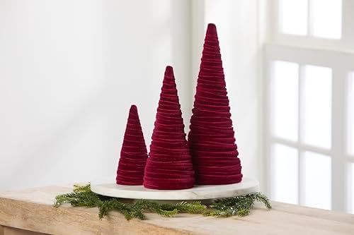 Set of 3 Burgundy Velvet Trees (Burgundy)