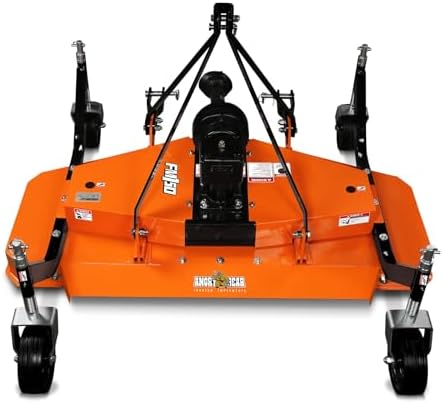 3 Point PTO 60'' Working Width Finish Mower Attachment for 18-50hp Tractor, Category 1 Hitch, 4-Tires, 0.4'' - 4.5'' Adjustable Cutting Height, Model FM150