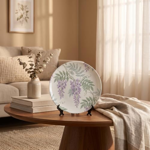 Vintage Wisteria Decorative Plates for Wall Hanging, 10" Bone China with Stand