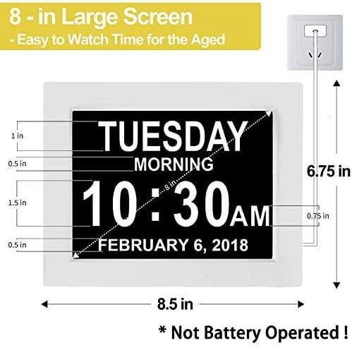 JALL 2026 Digital Calendar Clock (White, 7'')