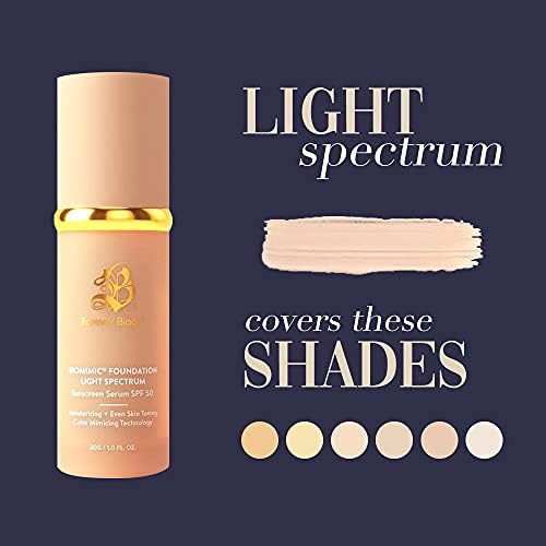 Forever Bloom Bio Mimic Foundation Light Spectrum SPF50 hydrates, conceals and evens tone with a lightweight, anti-aging finish for mature, sensitive skin—perfect for gym, sports or dance