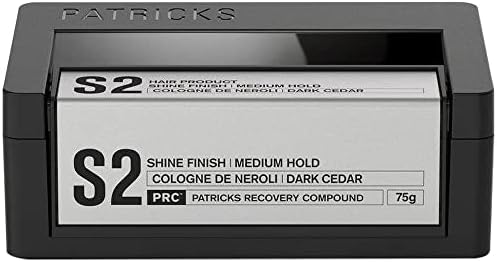 PATRICKS S2 Shine Hair Pomade for Men - Medium Hold Hair Styling Product for All Hair Types - Thickening Formula with Capixyl™, Caffeine & Cedar Scent, 2.65 oz