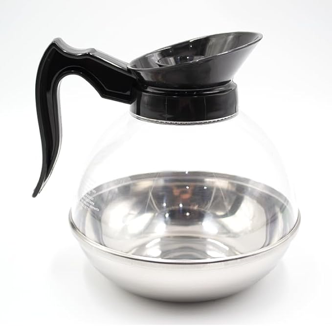 1 Pack Commercial Coffee Decanter 64oz 1.8L 12 Cup (Black), Polycarbonate Plastic Body with Stainless Steel Bottom & Ergonomic Handle, Perfect for Serving Coffee at various commercial occasions